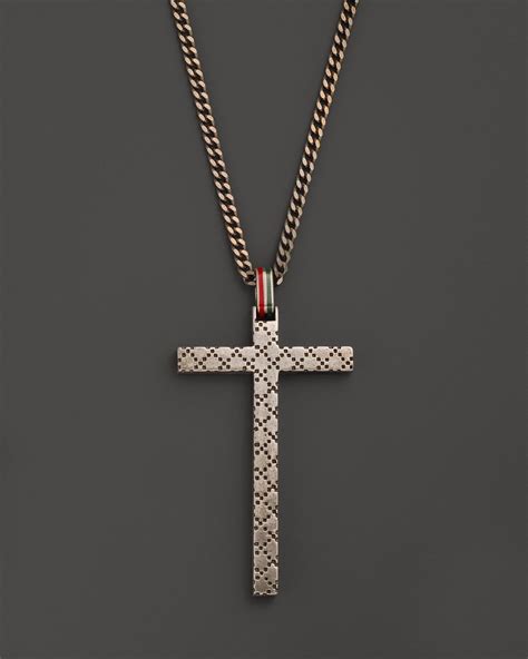 gucci cross necklace men's|Gucci cross necklace silver.